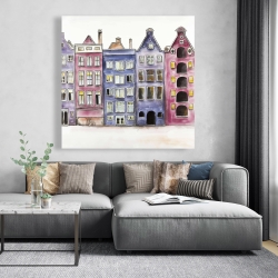 Toile 48 x 48 - Vieilles maisons historiques d'amsterdam