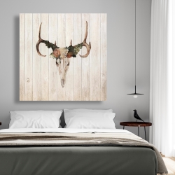 Canvas 48 x 48 - Mule deer skull with roses