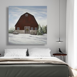 Toile 48 x 48 - C'est l'hiver à la ferme
