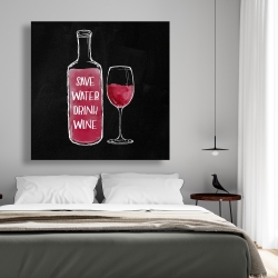 Toile 48 x 48 - Sauvez l'eau buvez du vin