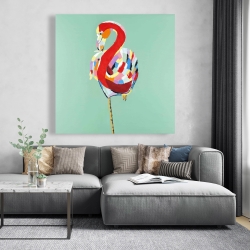 Toile 48 x 48 - Flamant abstrait coloré