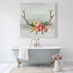 Toile 48 x 48 - Bois de cerfs et fleurs