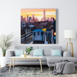Canvas 48 x 48 - Sunset over the subway in new-york