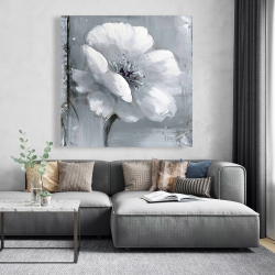 Toile 48 x 48 - Fleurs grises et blanches