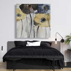Canvas 48 x 48 - Gray blue and yellow flowers