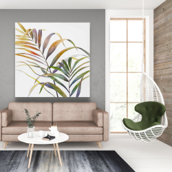 Toile 48 x 48 - Feuilles de palmiers tropicaux à l'aquarelle