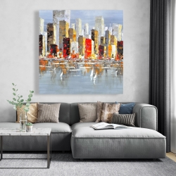 Canvas 48 x 48 - Colorful buildings with water reflection