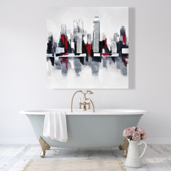 Canvas 48 x 48 - Gray and red cityscape