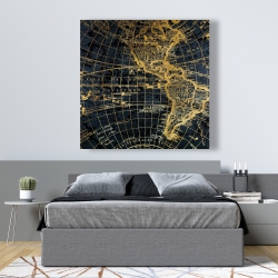Toile 48 x 48 - Globe terreste bleu et doré