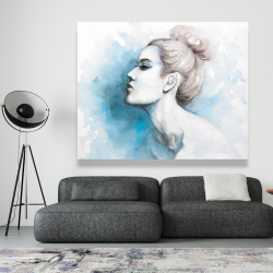 Canvas 48 x 60 - Watercolor abstract girl profile view