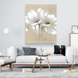 Canvas 48 x 60 - White abstract wild flowers