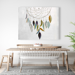 Toile 48 x 60 - Attrapeur de rêves avec plumes
