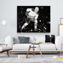 Toile 48 x 60 - Joueur de hockey prêt l'action