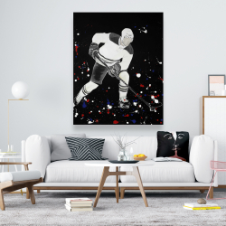 Toile 48 x 60 - Joueur de hockey prêt l'action