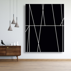 Toile 48 x 60 - Rayures blanches sur fond noir