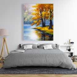 Canvas 48 x 60 - Two trees by the lake