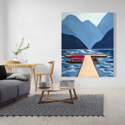 Canvas 48 x 60 - Lake, quai & mountains
