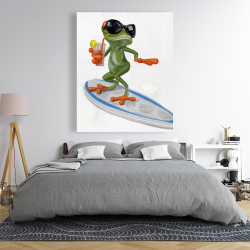 Toile 48 x 60 - Drôle de grenouille sur surf