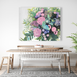 Toile 48 x 60 - Mélodie de fleurs fuchsia