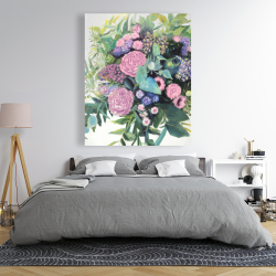Toile 48 x 60 - Mélodie de fleurs fuchsia