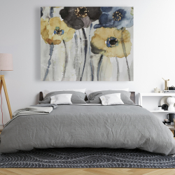 Canvas 48 x 60 - Gray blue and yellow flowers