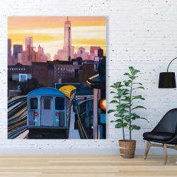 Canvas 48 x 60 - Sunset over the subway in new-york