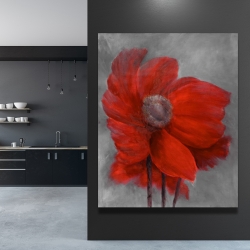 Toile 48 x 60 - Fleur rouge dans le vent