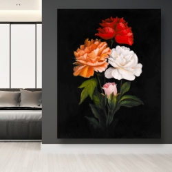 Toile 48 x 60 - Trois magnifiques roses