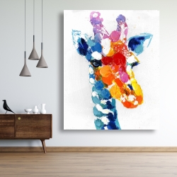 Toile 48 x 60 - Girafe abstraite tacheté de couleurs