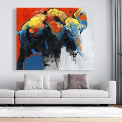 Toile 48 x 60 - éléphant coloré et abstrait en mouvement