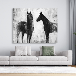 Toile 48 x 60 - Chevaux blancs et noirs