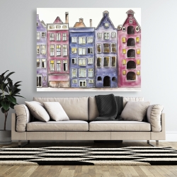 Toile 48 x 60 - Vieilles maisons historiques d'amsterdam