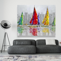 Canvas 48 x 60 - Sailboats in the wind