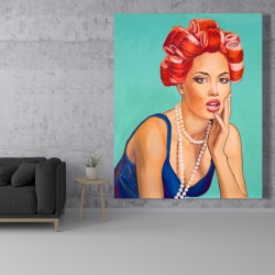Toile 48 x 60 - Femme rétro avec bigoudis