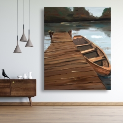 Canvas 48 x 60 - Lake, dock and boat
