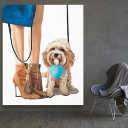 Toile 48 x 60 - Chien cavoodle à la mode