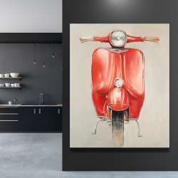 Toile 48 x 60 - Petit cyclomoteur rouge