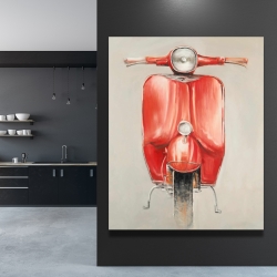 Canvas 48 x 60 - Small red moped