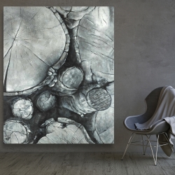 Canvas 48 x 60 - Textured wooden logs