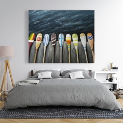 Toile 48 x 60 - Pagaies colorées sur le quai