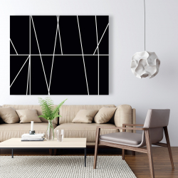 Toile 48 x 60 - Rayures blanches sur fond noir