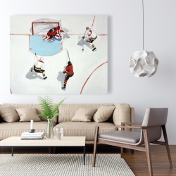 Toile 48 x 60 - Partie de hockey mouvementé