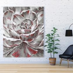 Toile 48 x 60 - Fleur rouge et grise