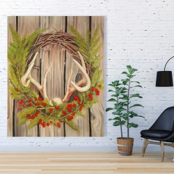 Toile 48 x 60 - Couronne de noël avec panache