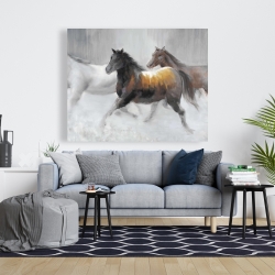 Toile 48 x 60 - Troupeau de chevaux sauvages