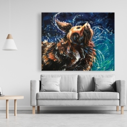 Canvas 48 x 60 - Wet golden retreiver shaking to dry