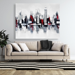 Canvas 48 x 60 - Gray and red cityscape