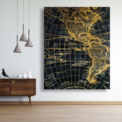 Toile 48 x 60 - Globe terreste bleu et doré