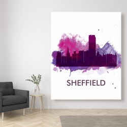 Toile 48 x 60 - Silhouette en éclats de couleurs de la ville de sheffield