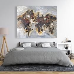 Canvas 48 x 60 - Texturized world map with typography